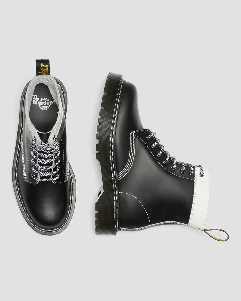 Men's Dr Martens 1460 Pascal Bex Leather Contrast Lace Up Boots Black / White | AU 525ILH